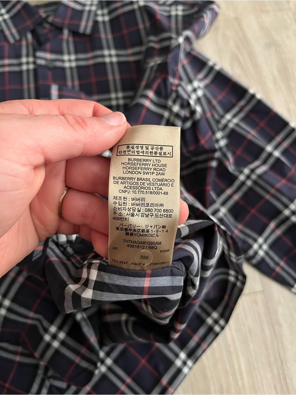 BURBERRY Men’s George Check Button Down Shirt Blue/White/Red - Size XL - Picture 8 of 9
